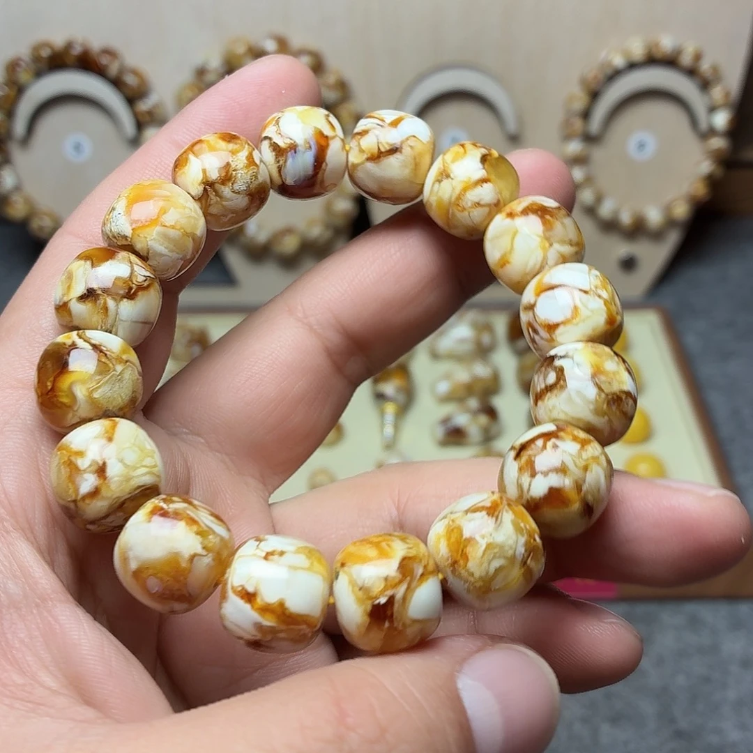 桃核吊坠7号沁色老型单圈手串