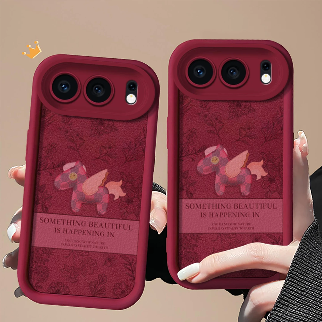 适用荣耀500手机壳500Pro新款简约小马红女款防摔酒红阶梯硅胶高