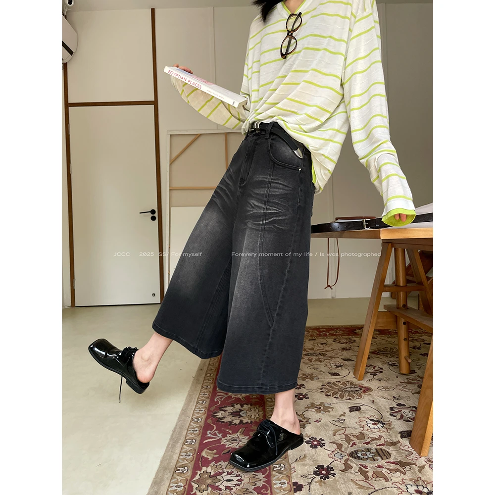 JCCC影子【黑胶牛仔】黑灰色复古水洗牛仔八分裤JE4KNK11