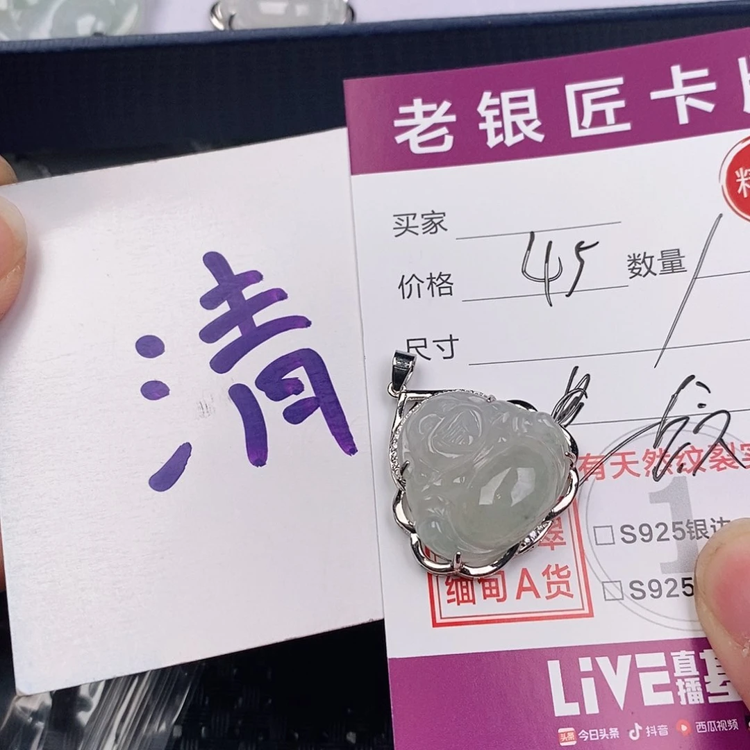颈饰银S925镶嵌翡翠美*
