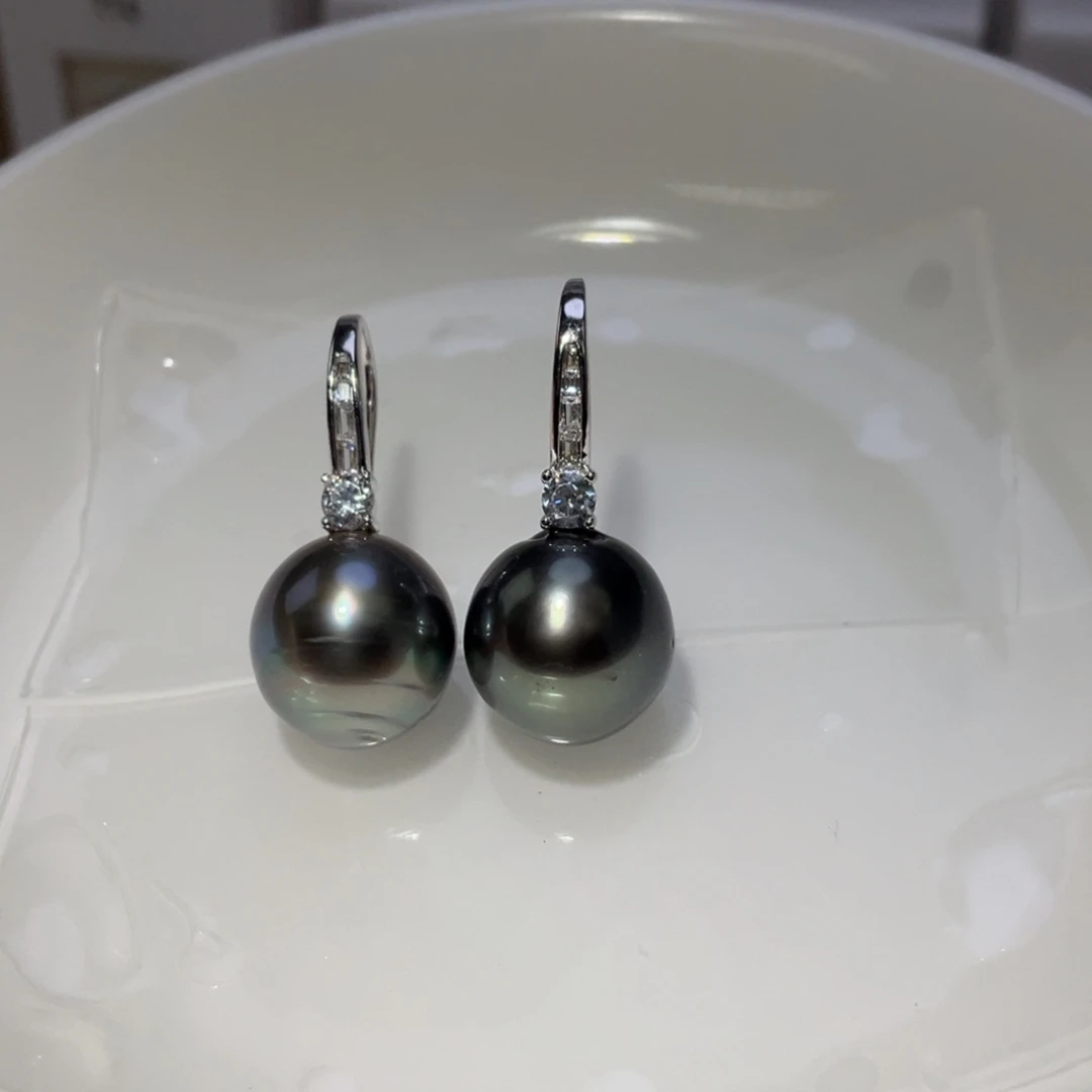 银S925镶嵌耳饰海水珍珠