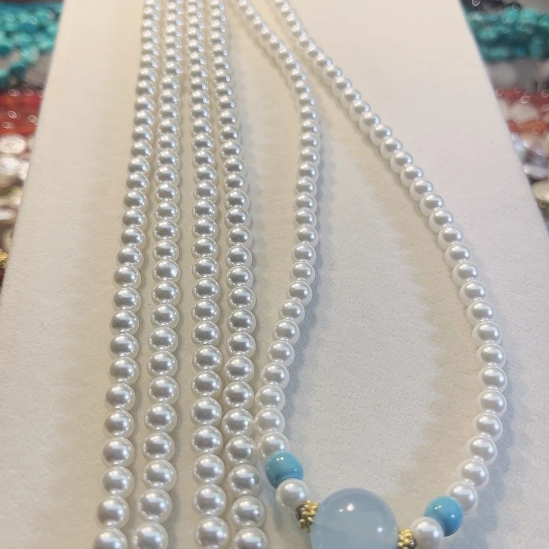 玛瑙/玉髓合金珠宝半成品贝珠一条6mm