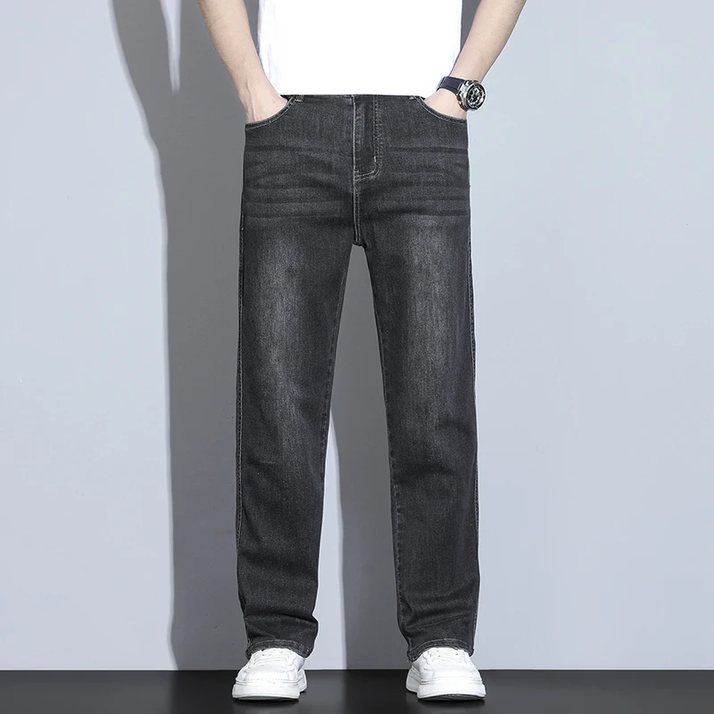 春季牛仔裤男款宽松直筒阔腿潮流百搭商务弹力休闲长裤子男士裤子
