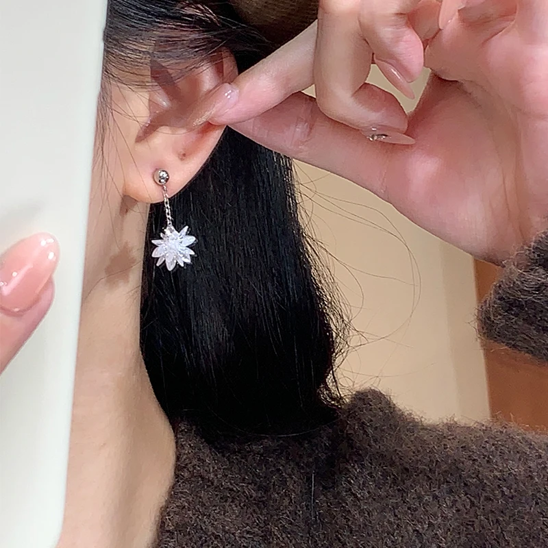 铜合金仿水晶耳饰 EH396冰花满天星耳钉女超仙气质百搭法式耳饰女