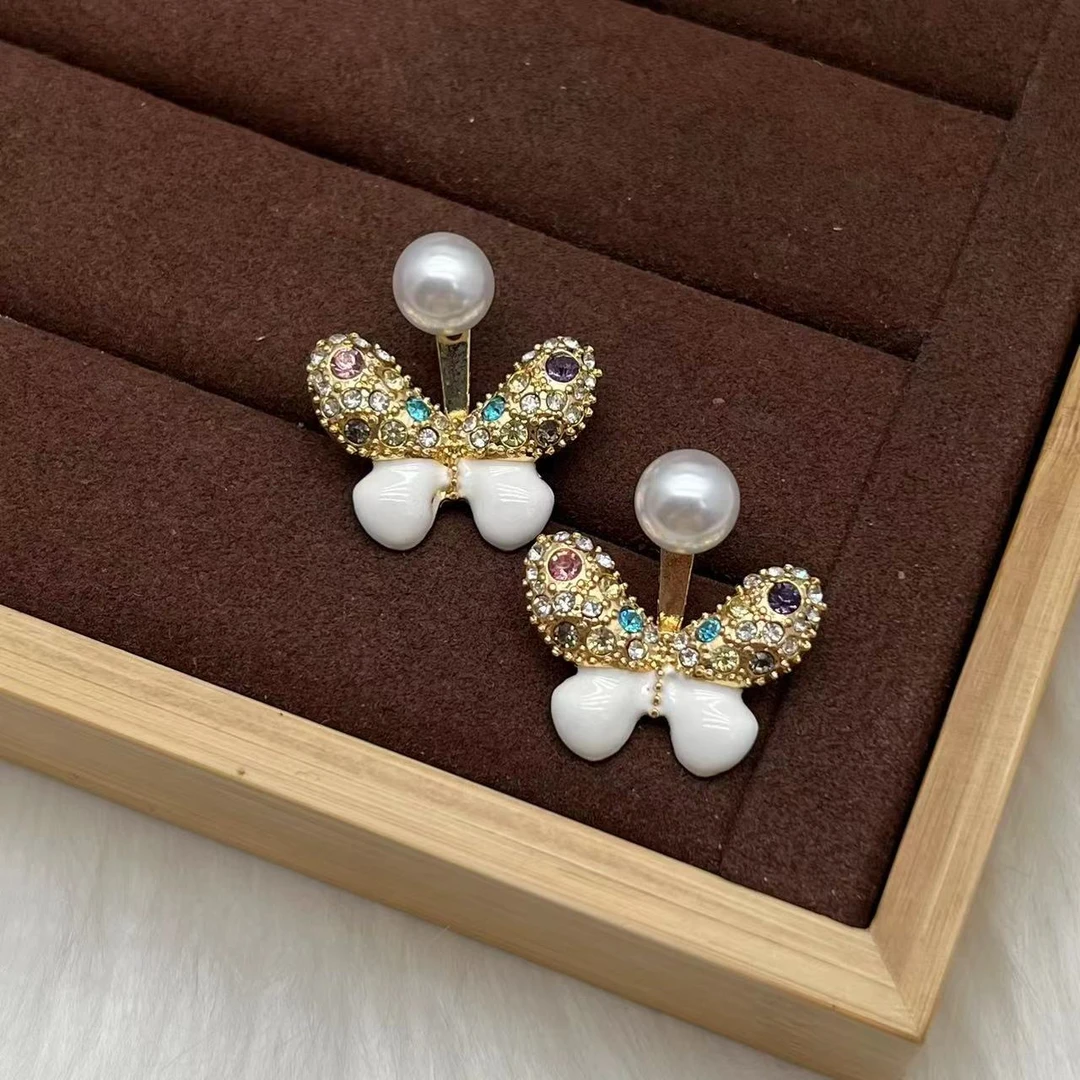 合金合成锆石耳饰 远远（YY017） 复古中古耳钉蝴蝶百搭时尚耳饰