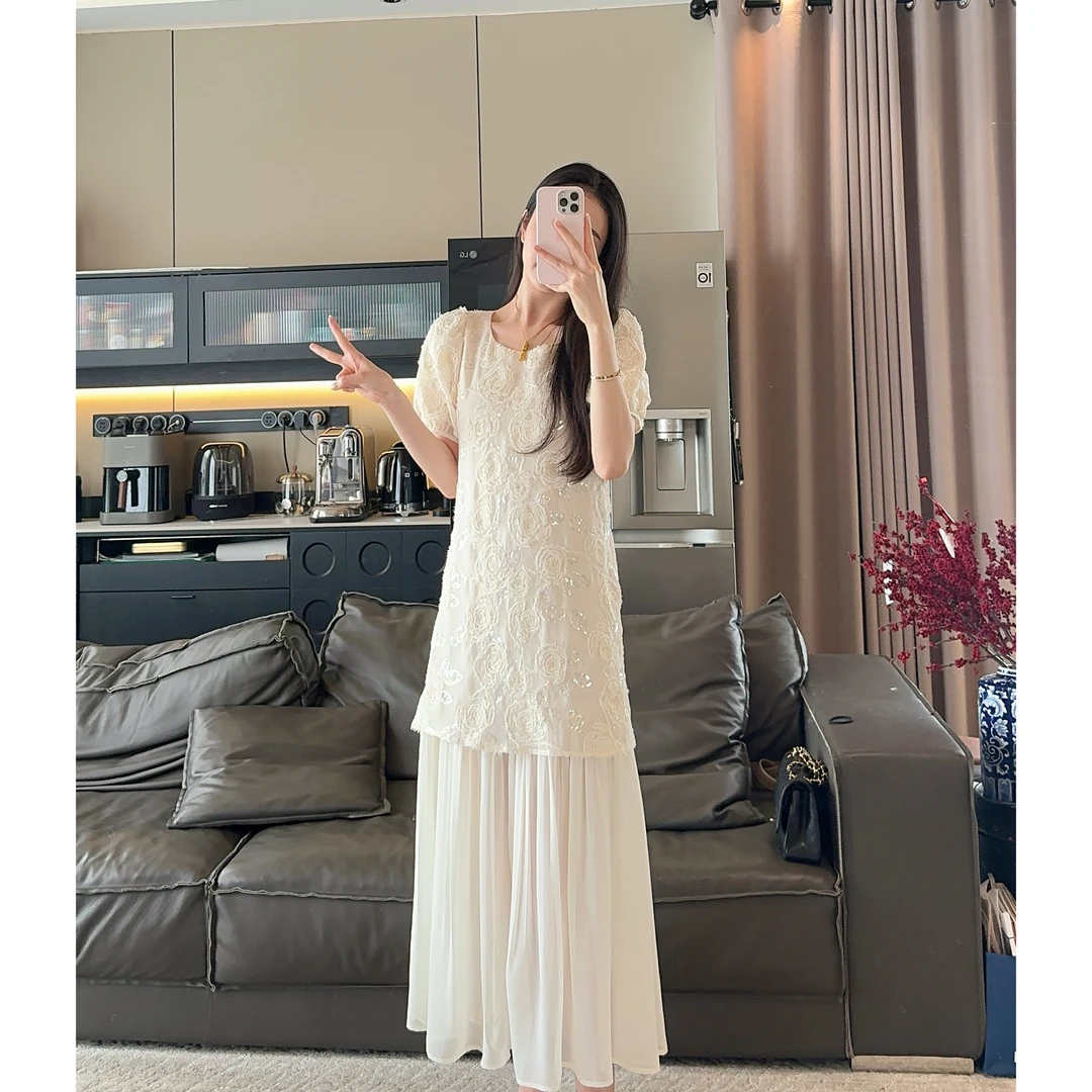 Zwinnie/詹维尼【白玫瑰拼接裙-独家系列】连衣裙 GZC202517