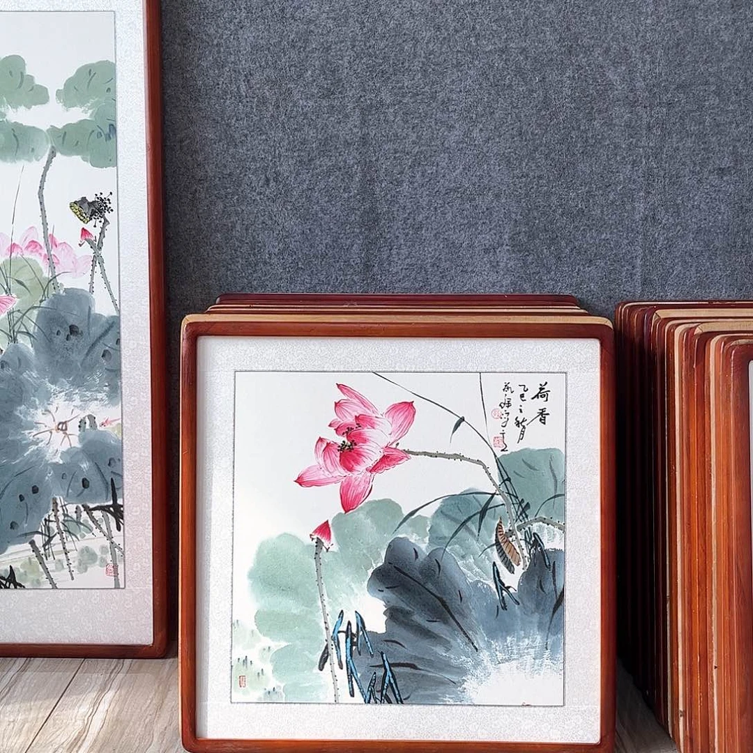 国画书画作品带框63×63