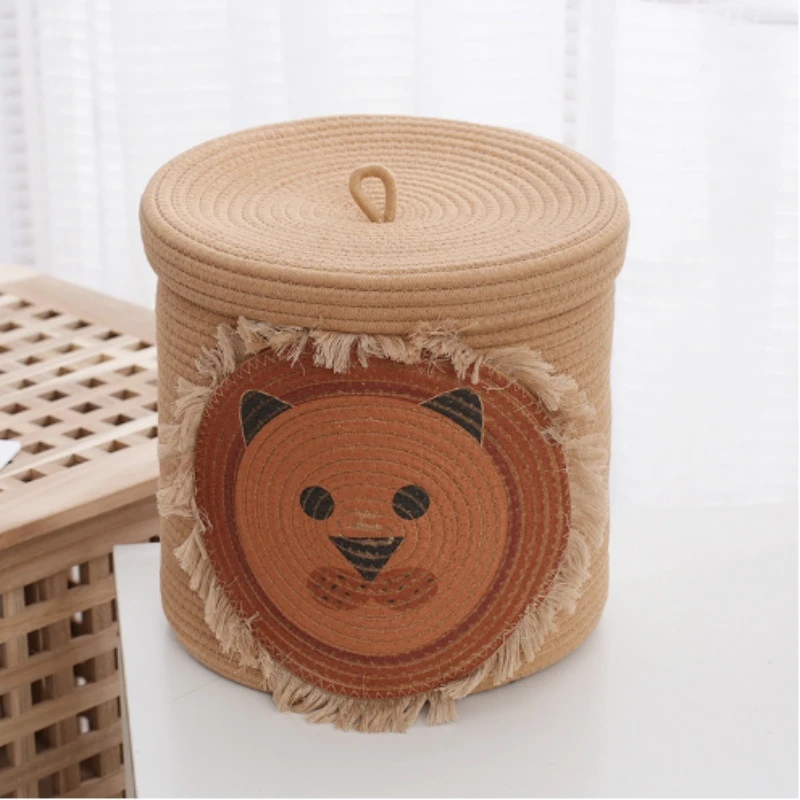 狮子新中式客厅收纳篮棉线收纳盒脏衣篮玩具整理杂物零食收纳筐