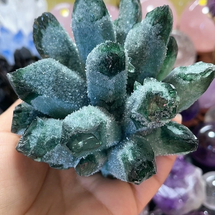 水晶绿水晶花簇未镶嵌