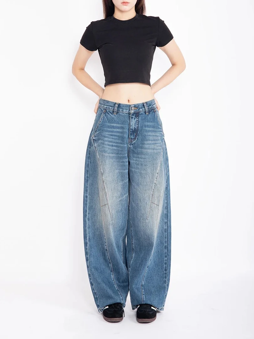 SY Lazyjeans.「松弛裤」年度Bi入高腰阔腿镰刀裤牛仔裤6529-1