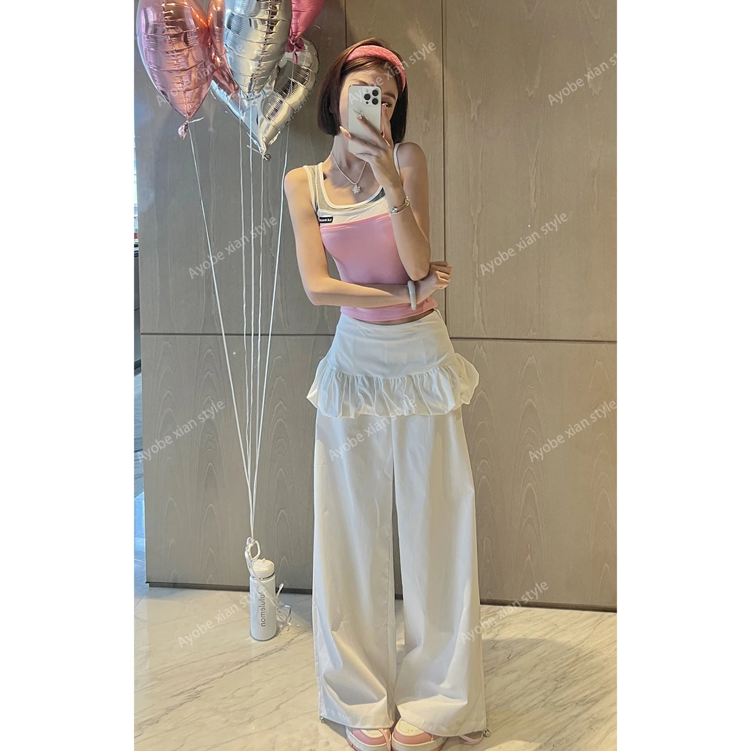 AYOBE小贤/一派甜言 洋气假两件叠穿撞色拼接气质吊带背心上衣