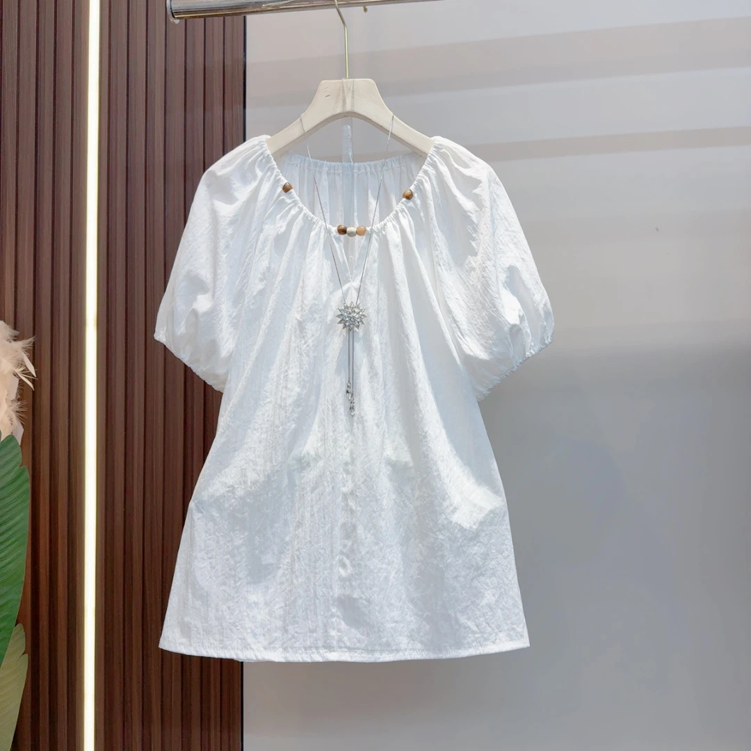 夏季新款时尚法式泡泡袖气质洋气甜美减龄上衣680