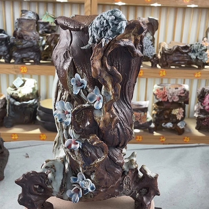 紫砂花盆景德镇陶瓷花盆