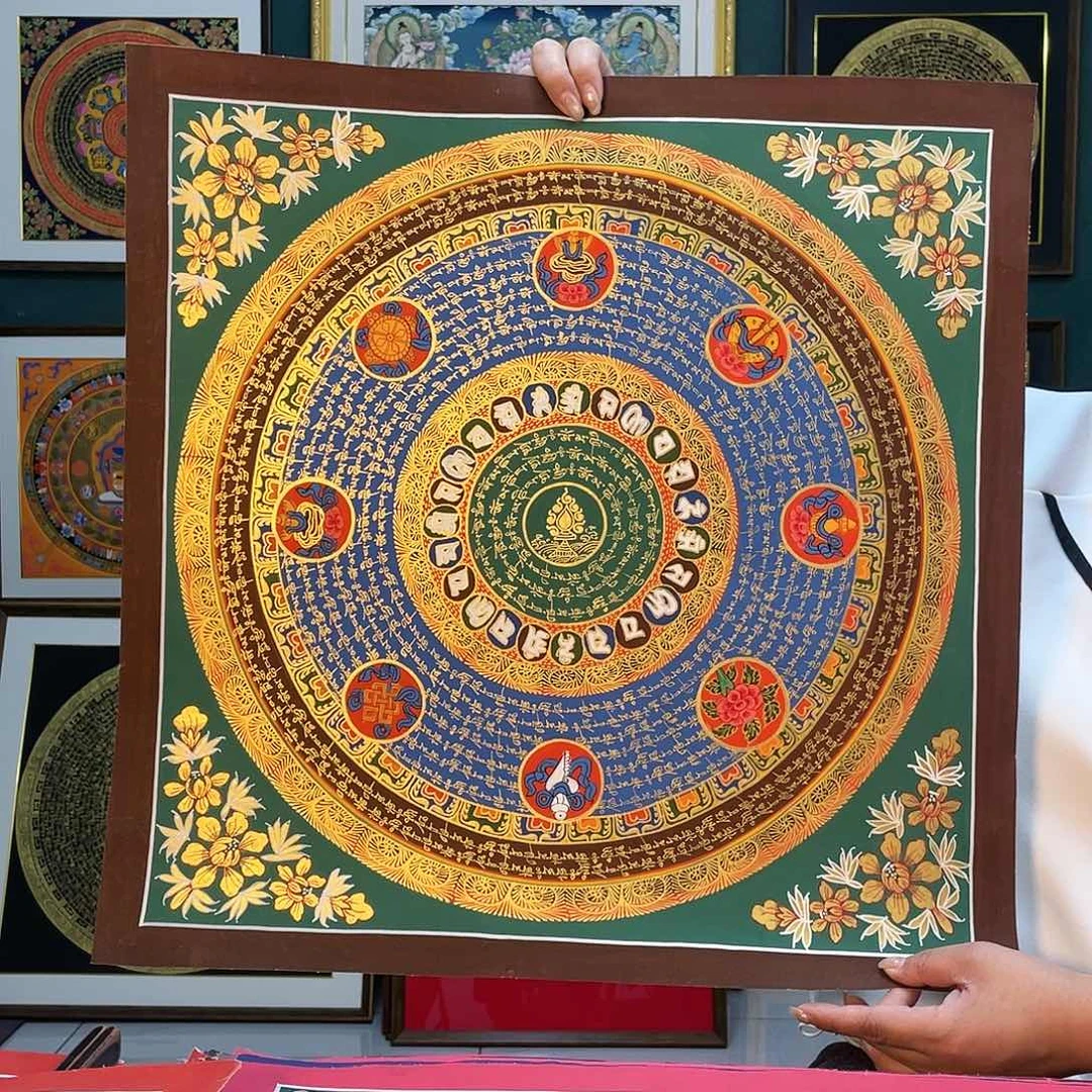 卷轴画手绘唐卡50厘米坛城六字