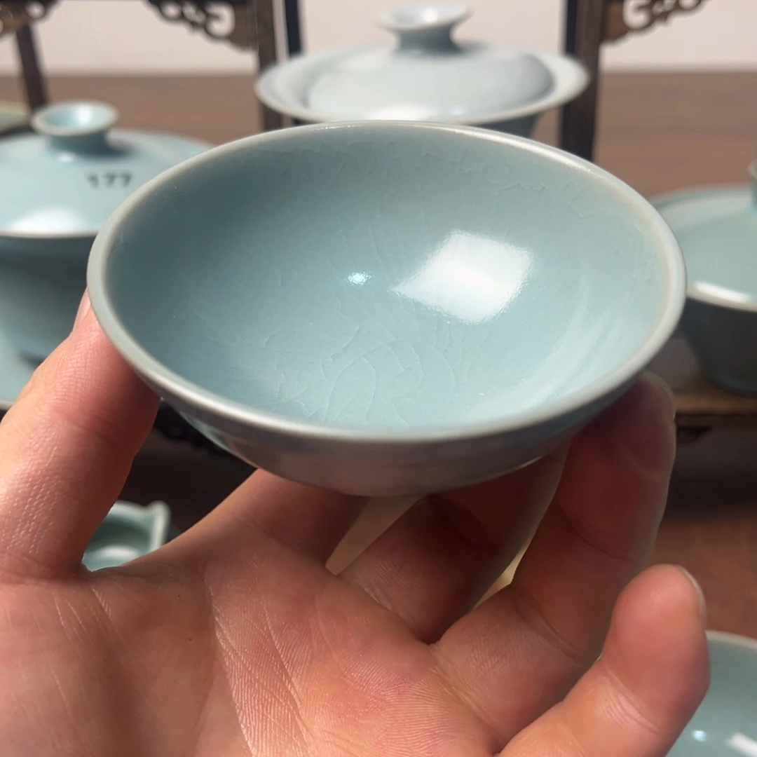 小***r摆件天青釉全品小碗杯