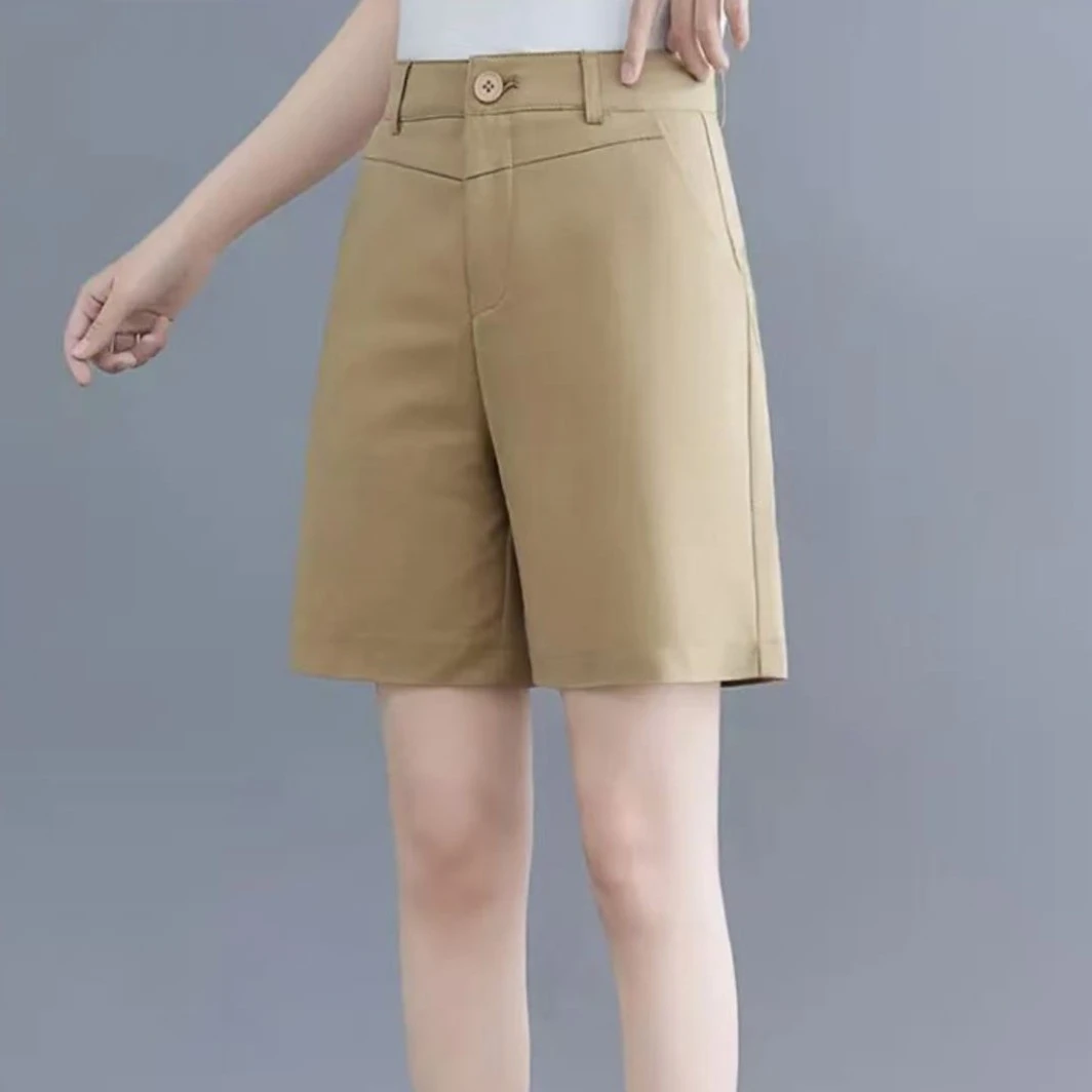 2025夏季新款时尚百搭显瘦短裤休闲五分裤直筒裤女裤子22601长47