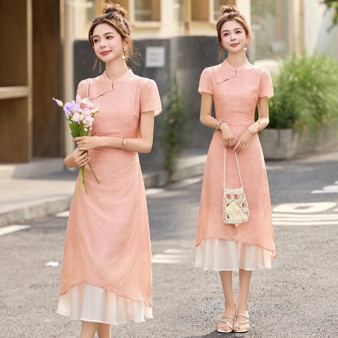 长裙包臀裙法式常规A字裙2025女连衣裙文艺汉服旗袍修身气质显瘦