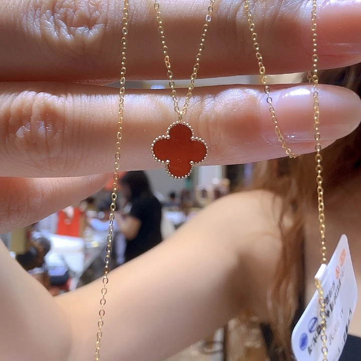 玛瑙/玉髓项链18K金镶嵌10mm草K黄