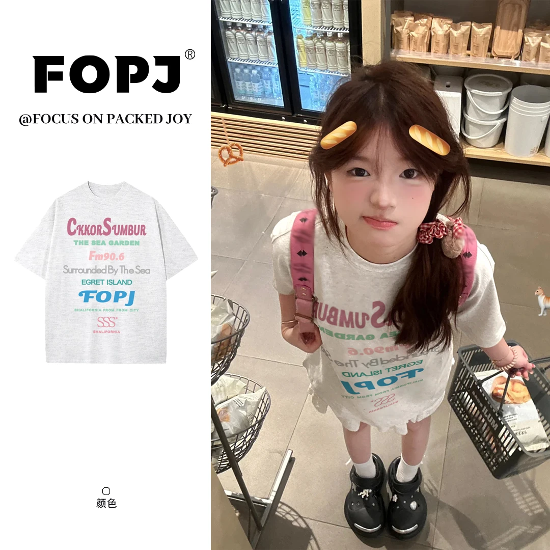 FOPJ重磅纯棉短袖t恤女夏季新款宽松休闲百搭小众复古小个子上衣