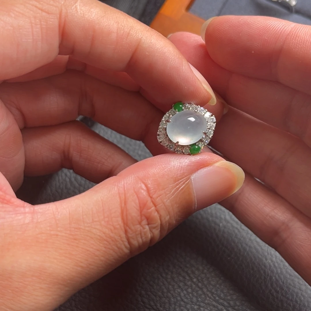 翡翠银S925镶嵌戒指缅甸翡翠A货