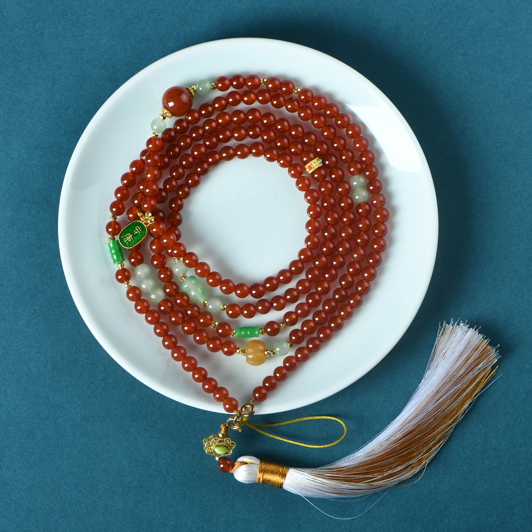 红玛瑙0.6大福鸿运安康长红斜跨链手机链（多样性发其一）