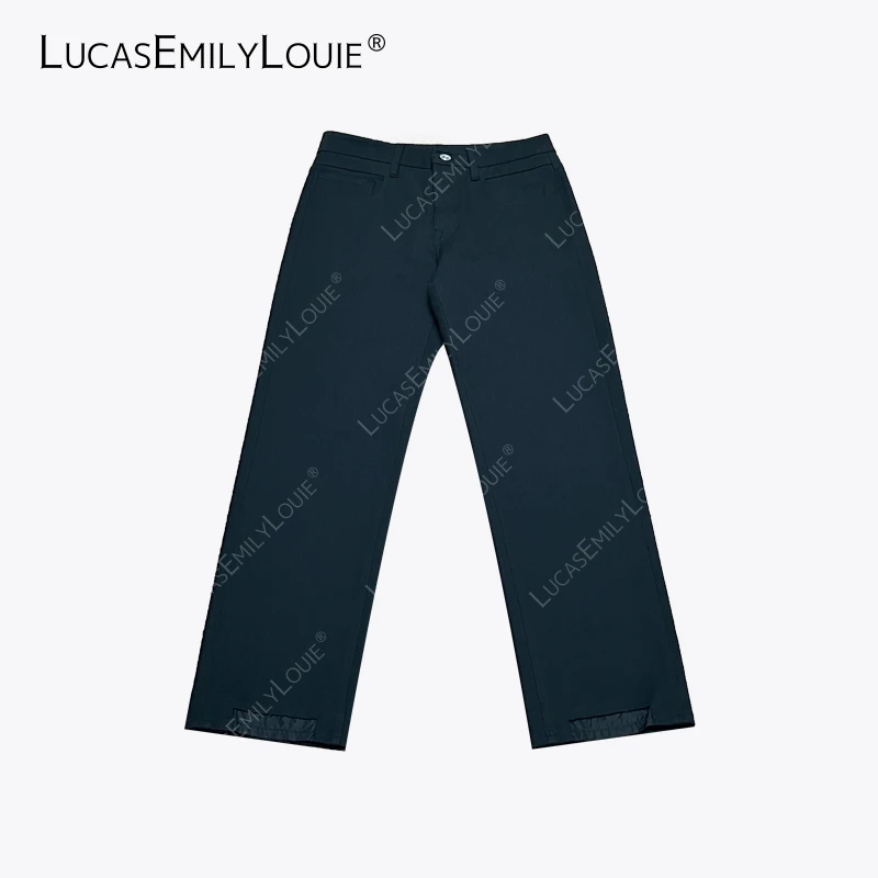 LUCASEMILYLOUIE 小众风衣拼接弹力显瘦通勤吊腿小黑裤2411230