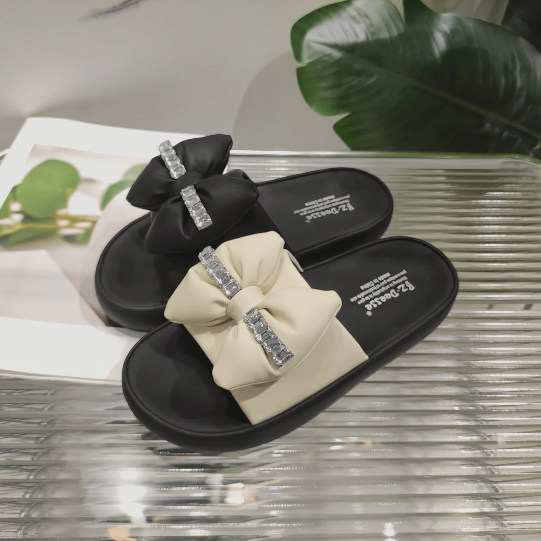 夏季新款水钻蝴蝶结轻便小个子网红一字拖鞋T73