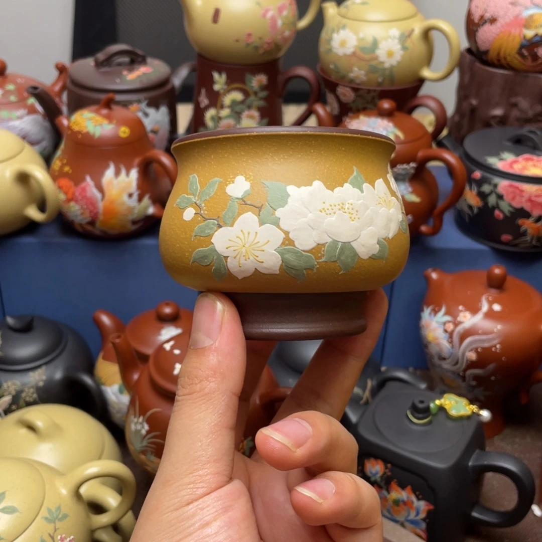 紫泥茶杯紫砂主人杯150cc
