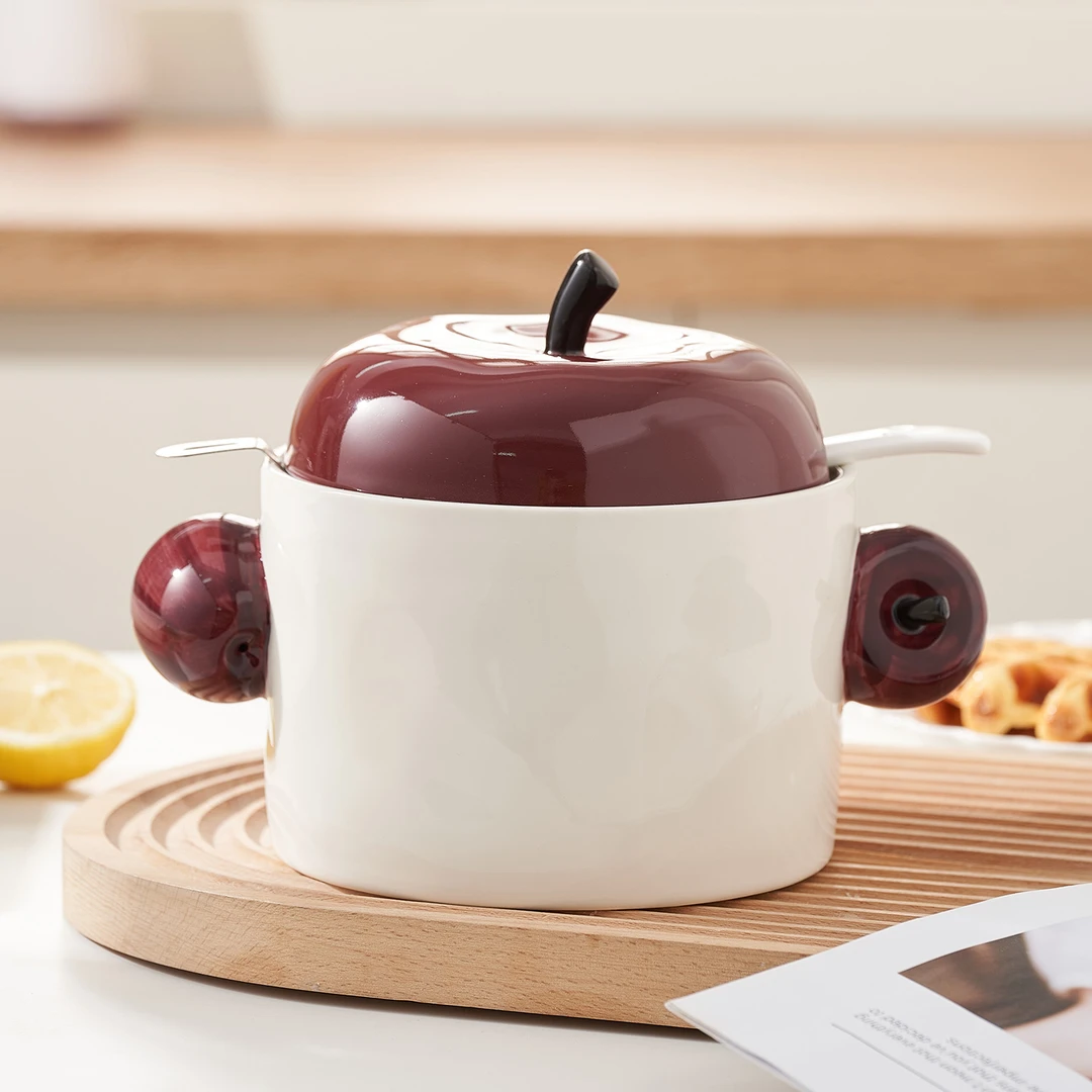 猪油罐调料罐油罐家用陶瓷食品级辣椒罐带滤网带盖厨房专用泡面碗