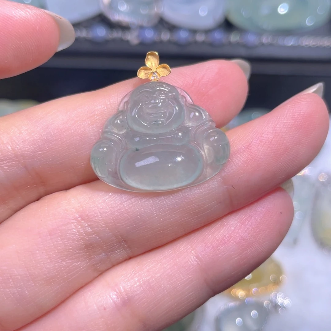 颈饰18K金镶嵌翡翠翡翠