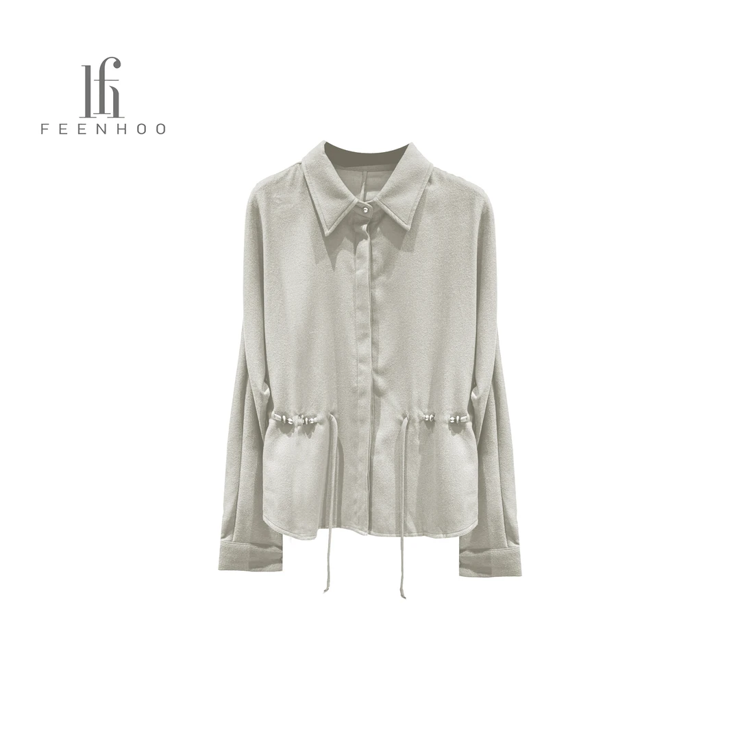 粉和系带长袖法式显瘦气质冬季衬衫57C19061