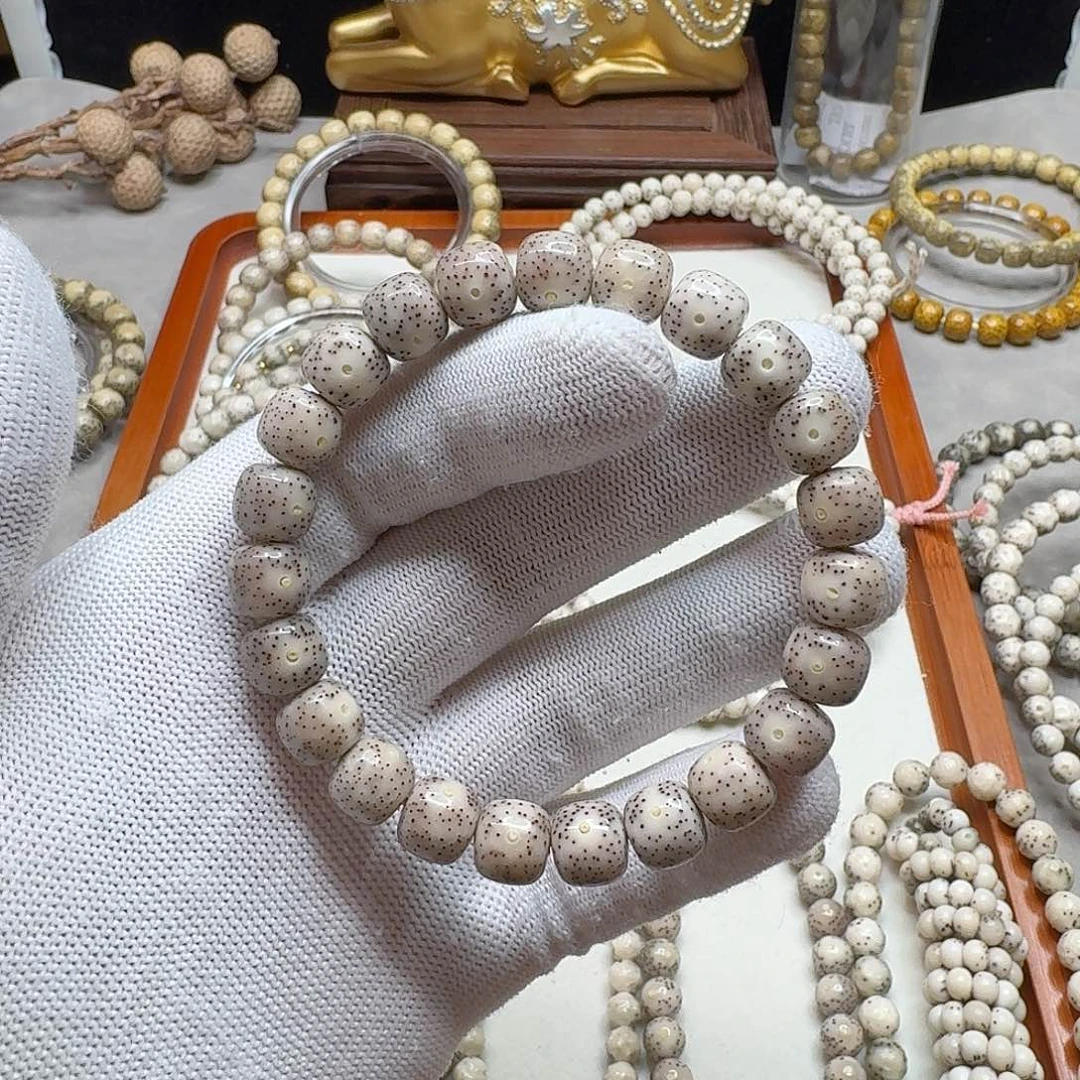 手串星月菩提石玉料10/9白冰料针尖小细星无烟花