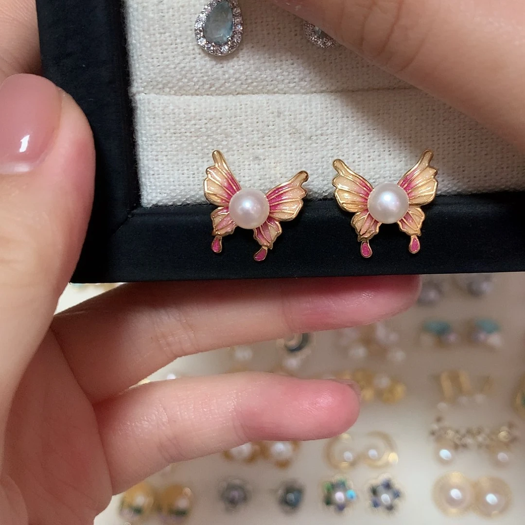 淡水珍珠耳饰合金