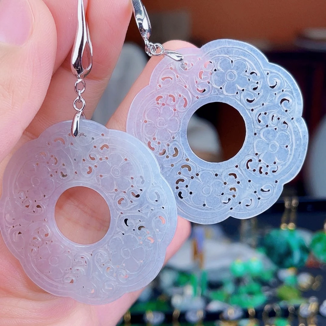 翡翠银S925镶嵌耳饰饰品