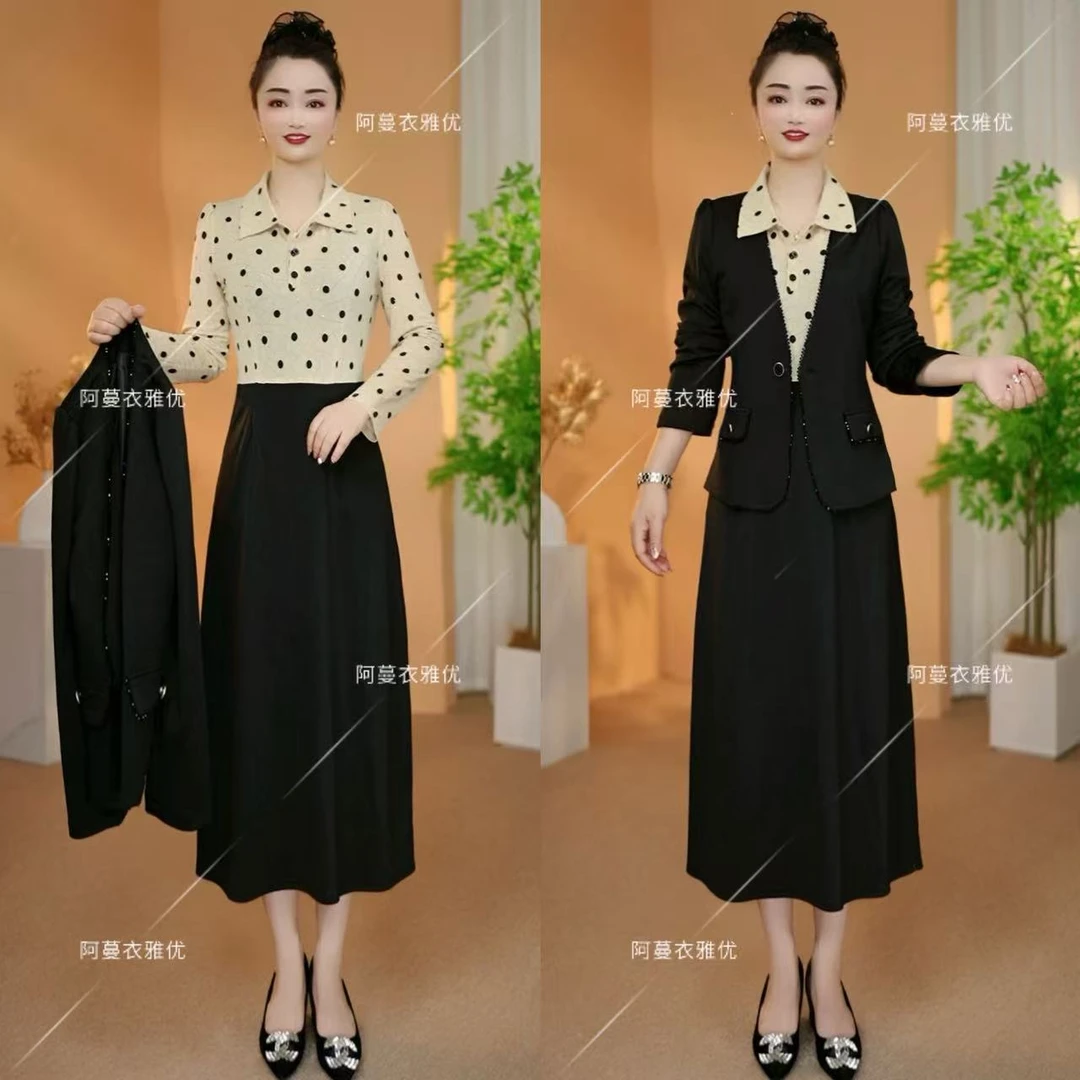 【衣雅严选】8102-2290#新款时尚百搭外套搭配简约款连衣裙两件套