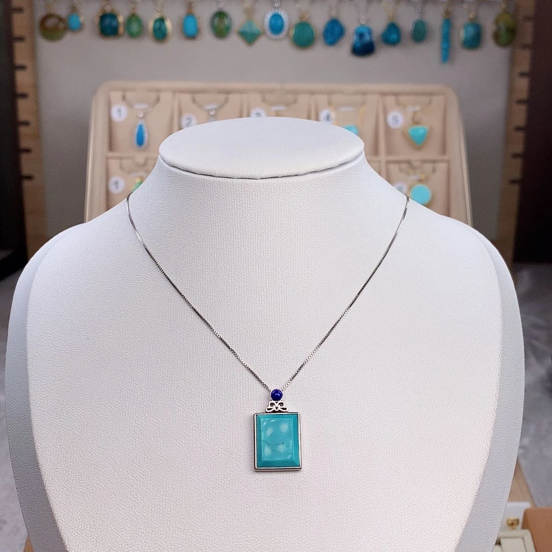 绿松石颈饰银S925镶嵌