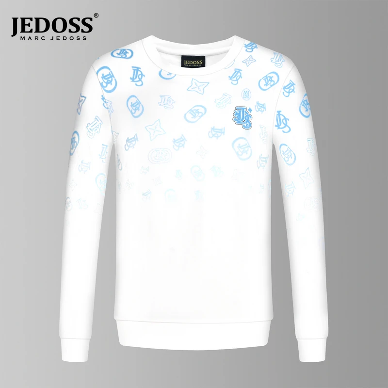 JEDOSS/爵迪斯秋冬款百搭男装圆领时尚休闲卫衣印花套头HF255
