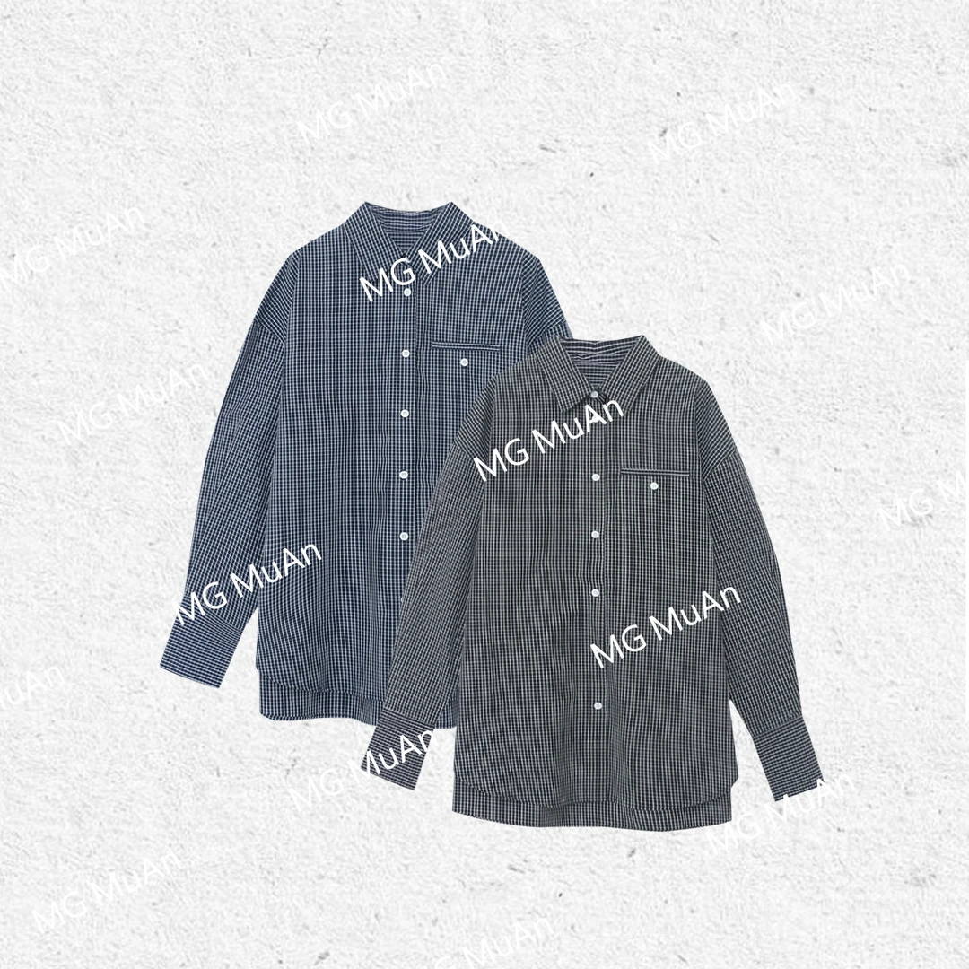 【巴黎格子衬衫】MUAN定制简约百搭格子高级衬衫上衣外套女DG3-8889