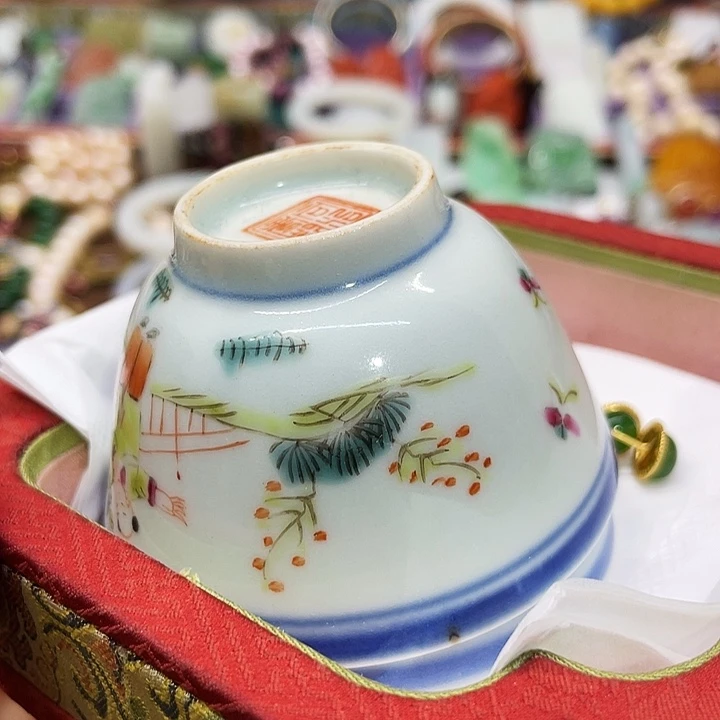 用***1青花手绘小主人杯子