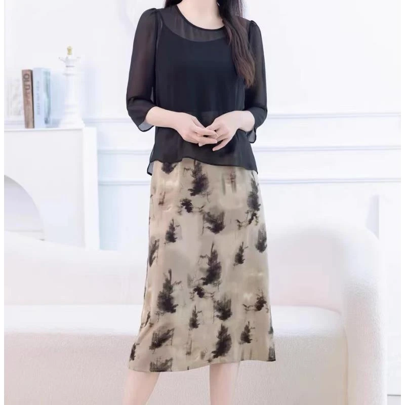 JT019显瘦气质洋气时尚休闲夏季复古减龄碎花女士法式两件套