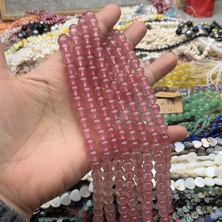 玛瑙/玉髓珠宝半成品未镶嵌一条8mm草莓晶