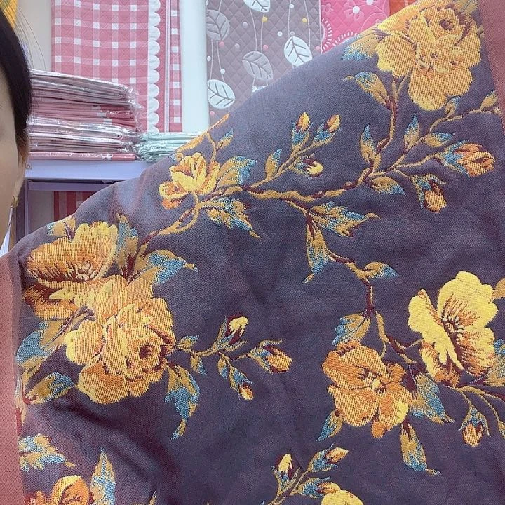 棉紫色牡丹花纯棉