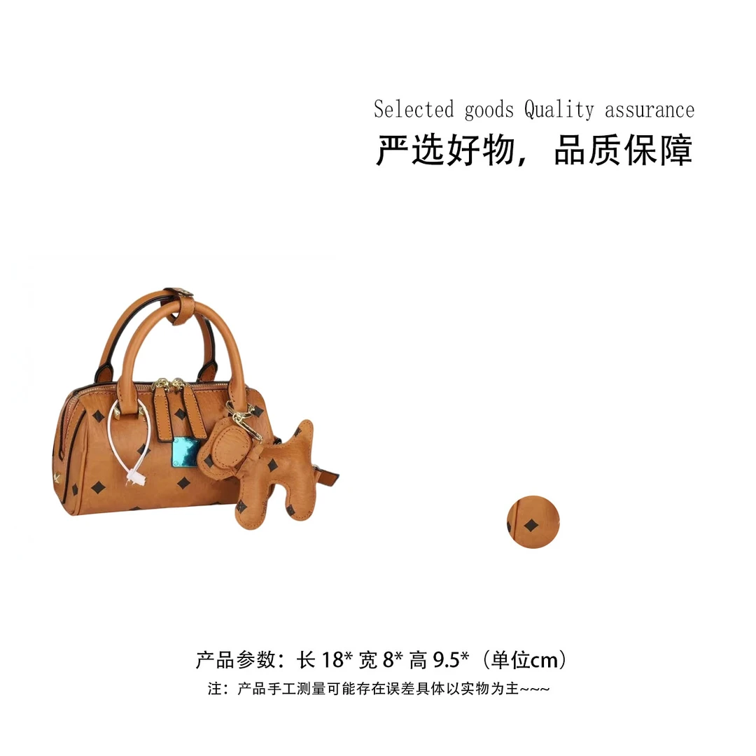 手工真皮女包 单肩斜挎迷你波士顿棕色手提枕头包【18*8*9.5*】