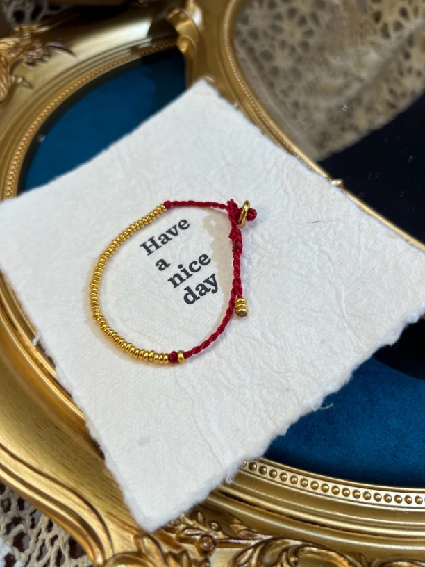 铜合金手链 铜合金苹果珠小珠珠碎金子红绳编绳可爱新年手链手绳