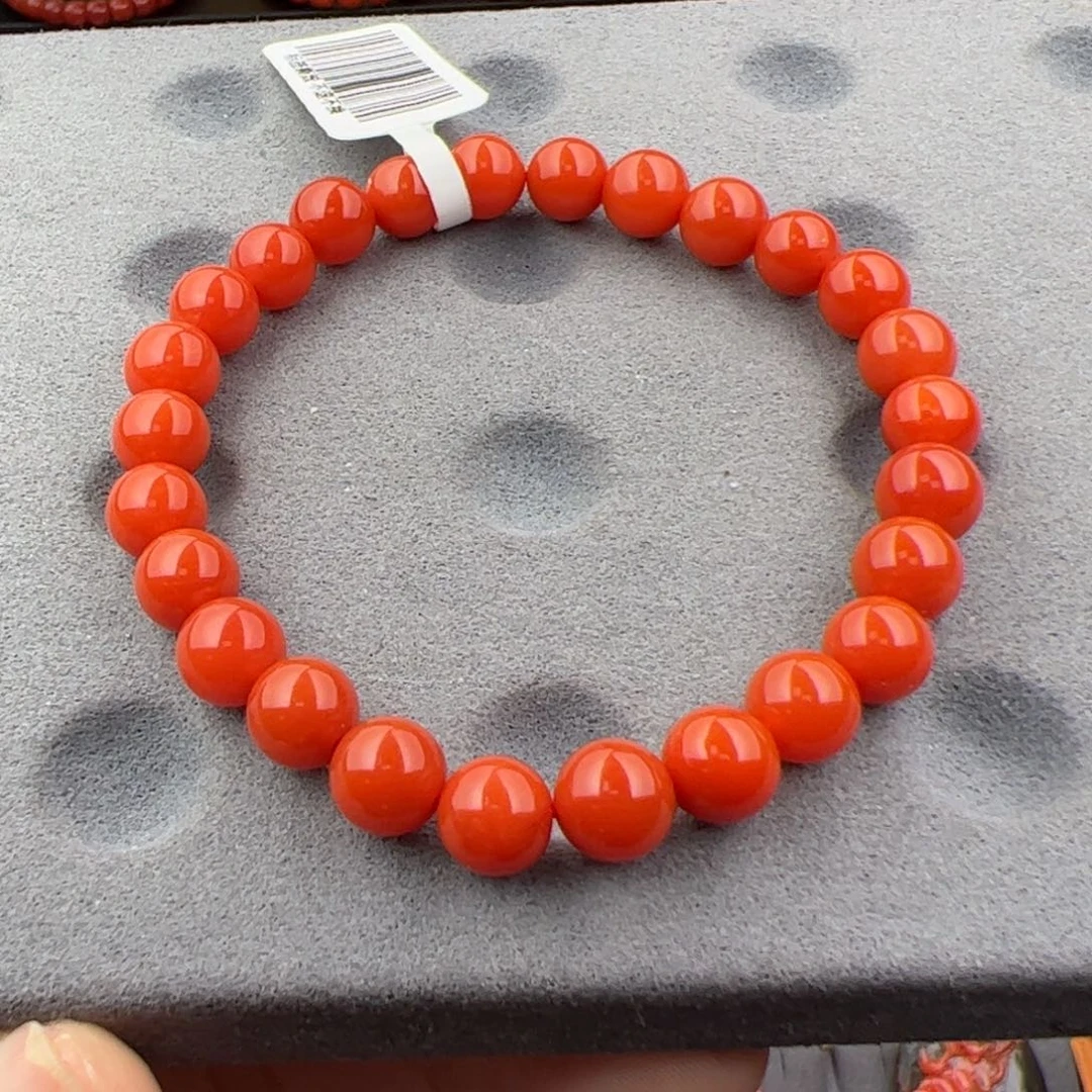 南红玛瑙【保山柿子红手串7mm未镶嵌居**人