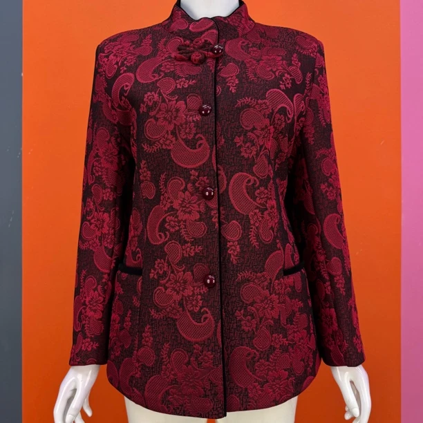 秋冬中老年新春吉祥喜庆加衬里奶奶外套唐装风格妈妈装