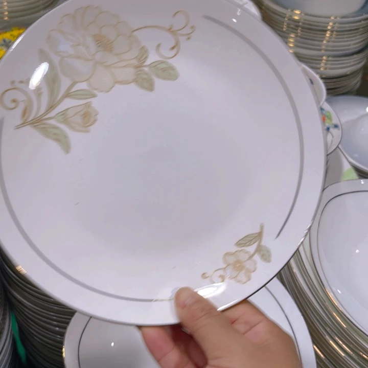 瓷片秒金八寸浅盘六个
