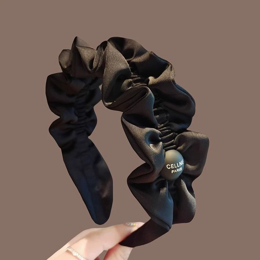 黑色褶皱发箍女2025年新款高颅顶显脸小头箍时尚洋气压发卡子头饰