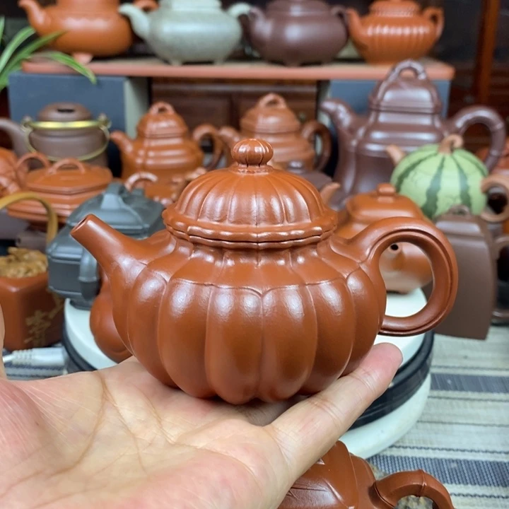 茶壶紫砂筋纹容天230cc原矿赵庄朱泥双十一特价