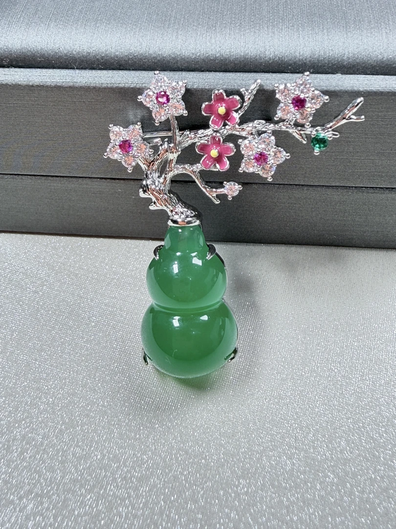 铜合金锆石胸针 31345绿色葫芦时尚胸针轻奢